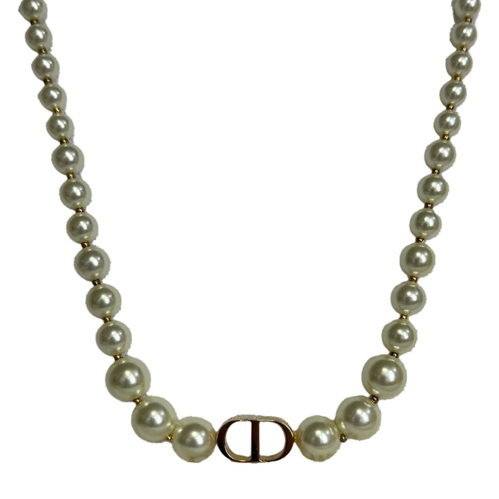 Dior Pearl Short Necklace with Gold Details